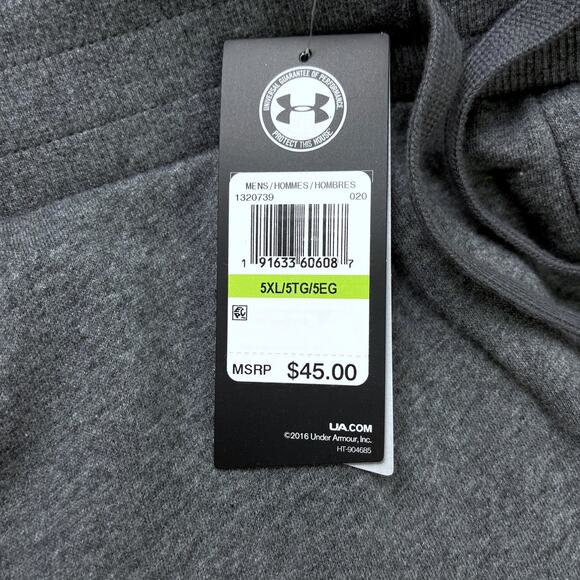 Under Armour UA Men's UA Rival Fleece Pants DK Gray Size 5XL NWT 1320739-020 - Picture 3 of 6